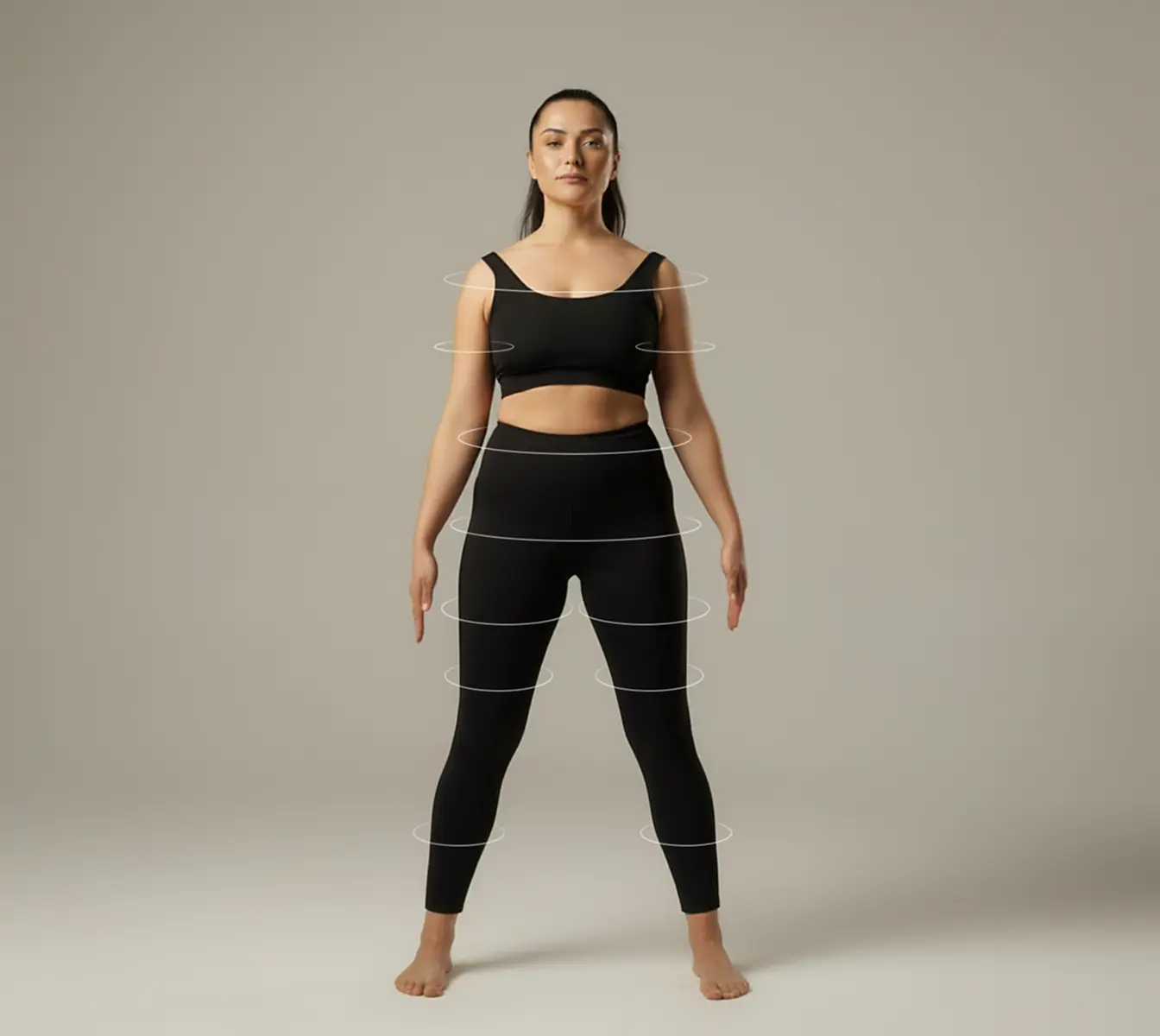 Woman standing for body composition scan