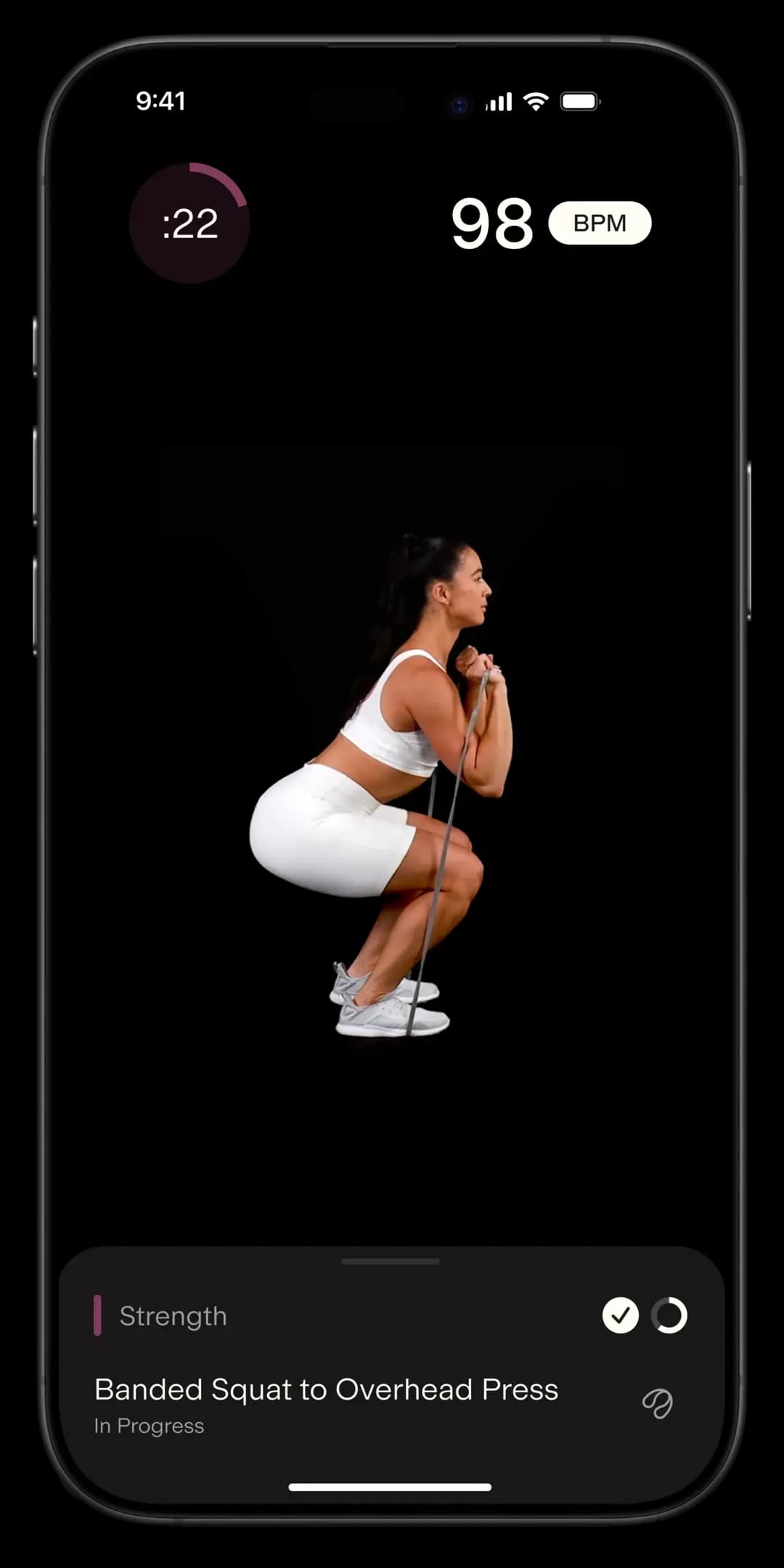 AlterMe app coached strength session detail title: Coached sessions